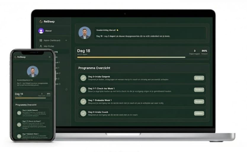ReSleep dashboard op laptop en telefoon
